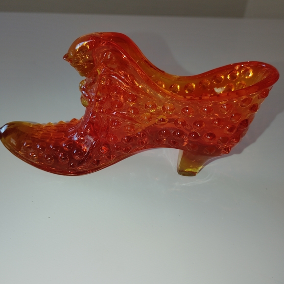 Fenton Orange Glass Art Shoe - Picture 3 of 4
